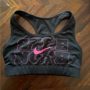 Nike Black and Pink Strength Sports Bra